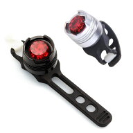 自転車用ミニLEDテールランプ 高輝度赤色発光 点滅可 小型 防水仕様 ゴムバンド式 取付簡単 ボタン電池式…
