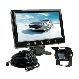 24V対応 SHARP CCDレンズ バックカメラセット トラック、バス、重機等 9インチ 高輝度モニター 防水暗視バックカメラ＋20M同軸延長ケーブル ガイドライン表示 HOP-OMT91SETPRO