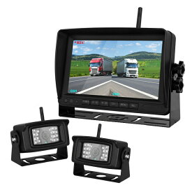 トラック用ドライブレコーダー 無線カメラ2個セット 2分割映像確認 7インチDVR+ワイヤレスバックカメラセット 同時録画可 日本語メニュー 12-24V汎用ナンバー HOP-YWX78D02 送料無料