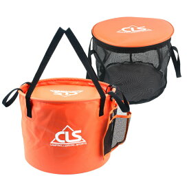 折りたたみバケツ 3点セット 大容量30L メッシュバスケット サイドポケット 高耐久PVC コンパクト HOP-CLSBSK3IN1 送料無料