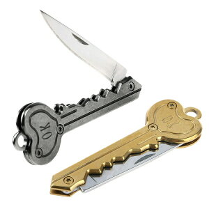 キー型ミニナイフ 折畳み式 全長126mm 高硬度ステンレス刃 キーホルダー型 ポケットナイフ ミニカッター 小型ナイフ アクセサリー 緊急ツール HOP-SLOK03 送料無料