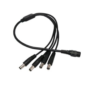 DC電源ケーブル 4分岐ケーブル 外径5.5mm 内径2.1mm LEDテープライト用や防犯カメラ用電源延長ケーブル 1メス端子→4オス端子 HOP-DC1MTO4O 送料無料