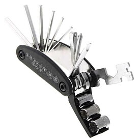 自転車修理マルチツール 16in1クロス/ロードバイク 整備 点検 折み畳み式 家具 DIY HOP-CRPT161