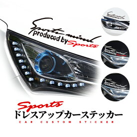 スポーツカーステッカー sports 文字 カッティング おしゃれ　ドレスアップ　愛車キズ隠しなどに HOP-EBSETMOJI 送料無料