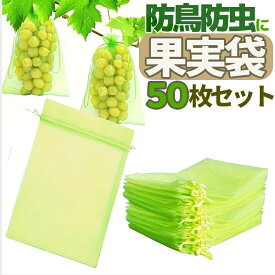 【50枚セット】果実袋 防虫ネット 通気 果物保護袋 被せるだけ 害虫や鳥から守る 害虫侵入防止 鳥被害対策 フルーツ傷予防 HOP-FPBG50S