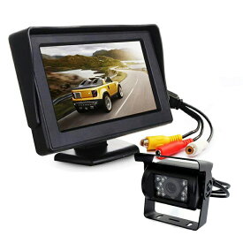 バックカメラセット DC12V/24V車対応 映像入力2系統 赤外線暗視機能 20mケーブル付 広角110度レンズ 4.3インチモニター HOP-BKST43