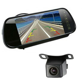 バックカメラセット 映像入力2系統 広角視角レンズ ガイドライン表示機能 人気のA0119Nカメラ 7インチルームミラーモニター HOP-RM70+A0119N