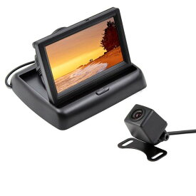 バックカメラセット A0119バックカメラ 4.3インチ折り畳み式モニター 暗視対応 防水 高画質 広角視角 HOP-MOT43SET1