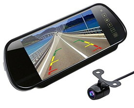 小型防水バックカメラ+7インチルームミラーモニターセット 大画面ルームミラー型モニター リモコン付き ビデオ2チャンネル CMDバックカメラ RM70+BK200