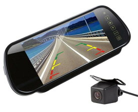 7インチモニター付き大画面ルームミラー+バックカメラセット 小型 防水 高画質 広角 正像鏡像 ガイドライン表示切替 タッチパネル ビデオ2WAY RM70A0119PRO