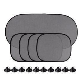 車用遮光サンシェード 車カーテン リア*1サイド*4 吸盤10個 コンパクト 取付簡単 折畳収納 UVカット 遮光効果 車温度上昇抑制 目隠し 車中泊 車窓日よけ 5点セット HOP-CUV51SET 送料無料