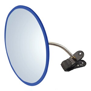 カーブミラー 室内 防犯ミラー 丸型 440φ フレキシブル アーム フレキ クリップ 防犯 屋内 棚 陳列棚 有効幅20〜60mm 店舗 万引き イタズラ 防止 防犯グッズ 盗難防止 業務用 アクリル製 /グレー