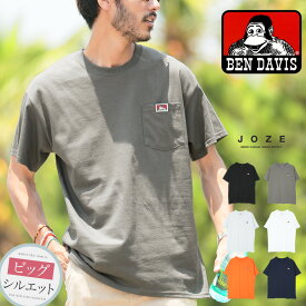 ◆BEN DAVIS(ベンデイビス)　POCKET 半袖T◆Tシャツ メンズ おしゃれ ティーシャツ 半袖 カットソー トップス メンズファッション 夏 夏服 夏物 クルーネック 綿 綿100％ ブラック グレー ホワイト ネイビー ビッグシルエット