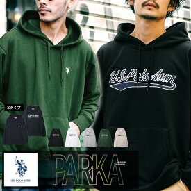 US ポロアッスン パーカー メンズ 長袖 ブランド パーカ プルパーカー プルオーバー◆U.S. POLO ASSN.(ユーエスポロアッスン) 裏毛 プルオーバーパーカー◆厚手 ゆったり オーバーサイズ おしゃれ 春服 服 秋物 黒 白 ブラック ホワイト 重ね着 刺繍 ロゴ