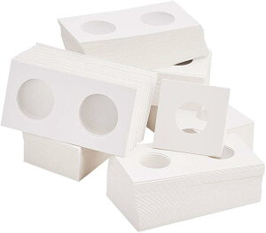 約300個 6種 白いボール紙 紙製コインホルダー収納コインケース 透明 記念コイン収納カード コイン収納用品 小分け丸ケース コイン保存用 コインコレクション容器 DIY用 手芸用品 ホワイト