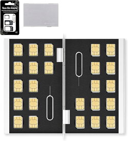 BLUECRAFT nanoSIMカード ケース アルミ両面タイプ 24枚収納SIM変換アダプタ・取出ピン付属 静電対応( シルバー)