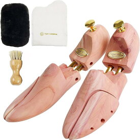 シューツリー シューキーパー 木製 アロマティック 革靴クリーナー付き( ブラウン, 26.5～28.0 cm)