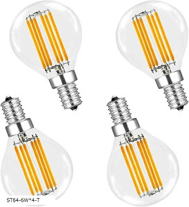 KY LEE LED�d��G45 E14���� �d���F 6W 2700K �L�z���^�C�v �N���V�b�N �I���W�i�������v ���g���d�� ���͋C�d�� �t�B�������gLED�d�� 4�� (ST64-6Wx4-T)