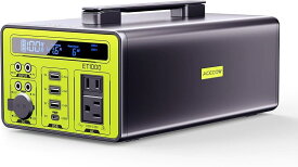 【楽天ランキング1位入賞】ポータブル電源 大容量 69600mAh/1030Wh 家庭用 蓄電池 AC 1000W 瞬間最大2000W BMS電池保護 純正弦波 耐久金属外装 軽量8.2kg 無音 5つの充電方法 9台同時給電(グレー)