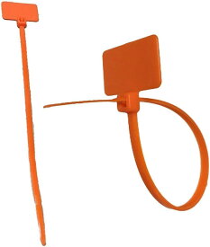 マーカータイ マーキング用 ケーブルタイ 結束バンド 旗型タイプ ナイロン 表示スペース付( オレンジ100本)