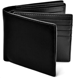 二つ折り 財布 本革 大容量 カード 18枚収納 新設計のボックス型小銭入れ メンズ ブラックxブラック( ブラック/ブラック)