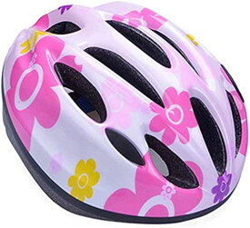 子供用 ヘルメット 自転車 キッズ 軽量 サイズ調整可能 男の子 女の子 サイクリング 14.ピンクの花単品 Mサイズ( 14.ピンクの花単品（Mサイズ）, Medium)