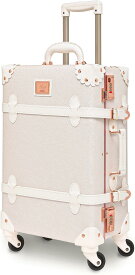 スーツケース クラシック トランク トランクケース キャリーケース かわいい( バラの白, XLサイズ（7宿泊以上）)
