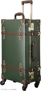 トランクケース キャリーバッグ 革 おしゃれ かわいい 軽量 静音四輪 Lサイズ 24 49L(ダークグリーン, Lサイズ(24))