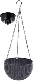 改良版 ハンギングバスケット ハンギングポット ハンギングプランター 植木鉢 丸 吊り下げ チェーン付き S( グレー, S)