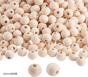 約500個/袋 ウッドビーズ 直径10mm 木製ビーズ ラウンドビーズ 無地 (モカシン 約500個/袋, 10mm500個)