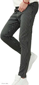 スウェットパンツ ジョガーパンツ メンズ テーパードパンツ ストライプ スリム ストレッチパンツ (ブラック, M)