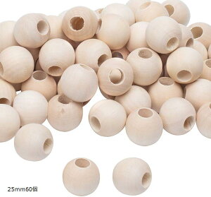 約60個/袋 穴10mm ウッドビーズ 木製ビーズ ラウンドビーズ 図案付き 色染め 可能 手芸用品 ジュエリー用 アクセサリーパーツ モカシン (アンティークホワイト 約60個/袋)