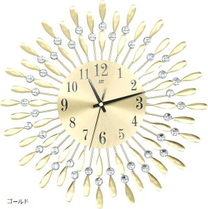 おしゃれ な 壁掛け時計 モダンなデザイン 連続秒針 静音 アイアン ゴールド ステンレス シルバー (ゴールド)