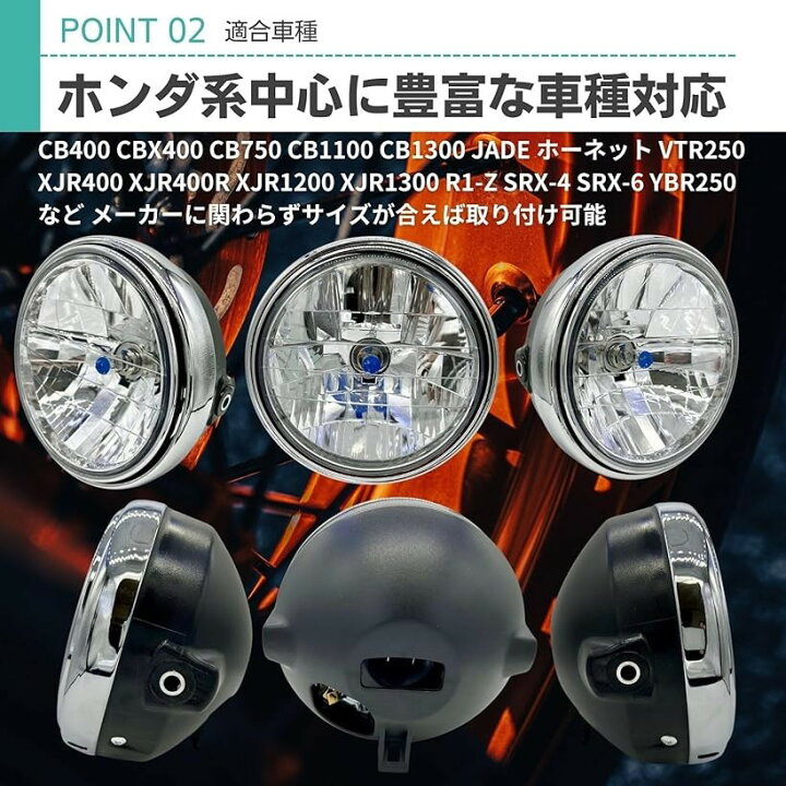 楽天市場】汎用 バイク ヘッドライト h4 ハロゲン マルチリフレクター 