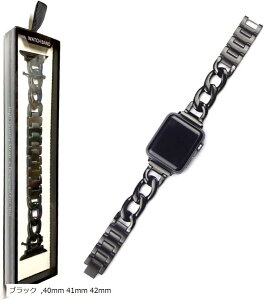 Apple watch �`�F�[���o���h ������� �A�b�v���E�H�b�` ���v �x���g/�X�e�����X �V���o�[ Series 10 9 8 7 6 5 4 Ultra ���f�B�[�X �����Y �M�t�g (�u���b�N, 40mm 41mm 42mm)