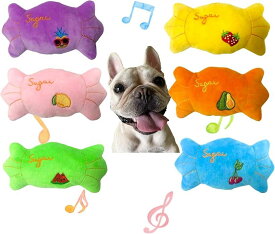 犬おもちゃ 音の出る 6点セット 噛むおもちゃ 運動不足 キャンディー ぬいぐるみ 子犬 小型犬に適用 (ピンク、イエロー、パープル、ブルー、グリーン)