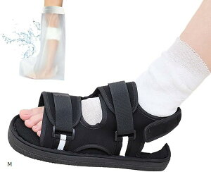 ギプスシューズ サンダル 子供 両足兼用 片足 介護 屋外 雨 (ブラック, M)