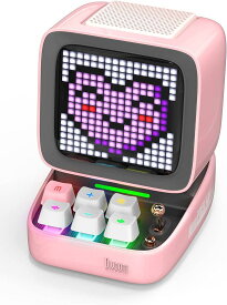 Ditoo-plus ポータブル Bluetoothスピーカー 3.55インチ LEDスクリーン ピクセルディスプレイ ピンク( pink)