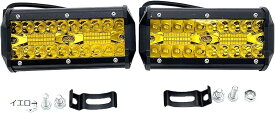 LED作業灯 120W ワークライト 12V/24V 農業機械 船舶 投光器 集魚灯 防水防塵 IP67 イエロー 黄色 2個セット (イエロー)