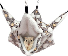 小動物用ハンモック ハムスターハンモック モルモット ハリネズミ フック付き ゆったり眠れる ふわふわ 保温対策 寝床 寝袋 休憩所 洗える 暖かい 冬用品 寒さ対策 m 34x34cm ブラウン (ブラウン, m（34x34cm）)
