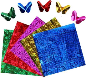 キラキラ 折り紙 大きいサイズ おりがみ 大きい折り紙 大判 25cm ホイルカラー 50枚( 5色ホイルカラー， 50枚)