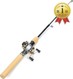【楽天ランキング1位入賞】穴釣り用釣竿セット コンパクトロッド 両軸リール 100cm ブラクリ 海水対応 (ゴールド)