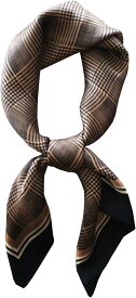 スカーフ レディース 春 シルク調 正方形 薄手 UVカット お洒落 小物 70x70 cm( チェックブラウン, 70 x 70cm)