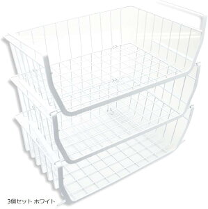吊り下げ棚 キッチン 3本組 簡単取付 戸棚 収納 ワイヤーバスケット ラック 耐荷重5kg ホワイト (3個セット ホワイト)