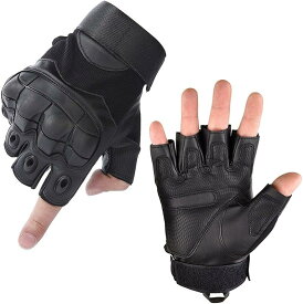 サバゲー グローブ 指なし ハーフフィンガー タクティカルグローブ サイクリング バイク 手袋( ブラック, XL)