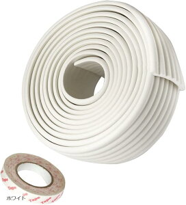 ベビー コーナー クッション 赤ちゃん コーナーガード 波型 5m 安全素材 ケガ防止 保育園 両面テープ セット セーフティーグッズ ホワイト (ホワイト)