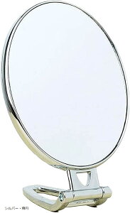 拡大鏡付き 化粧鏡 化粧ミラー メイクアップミラー 両面鏡 M004 シルバー・楕円 (シルバー・楕円)