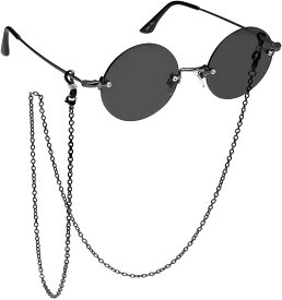 メガネチェーン グラスコード 眼鏡 サングラス ストラップ ステンレス 男女兼用 ブラック ノーマル( ブラック ノーマル, 約72cm)