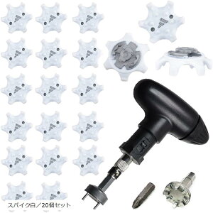 交換用ゴルフシューズ スパイク鋲 ソフトスパイク ハンドルレンチ付 スパイク白/20個セット (スパイク白/20個セット)