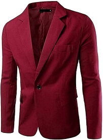 アスペルシオ カラフル 長袖 ジャケット メンズ フォーマル 紳士 アウター シングル ボタン 赤色( レッド, XL)
